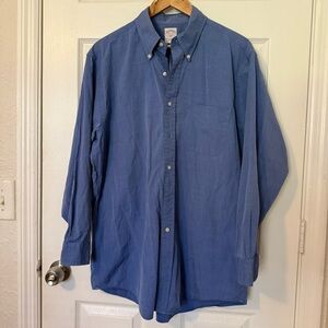 Brooks Brothers 346 Blue All Cotton Long-Sleeve Button-Down Dress Shirt sz 16.5